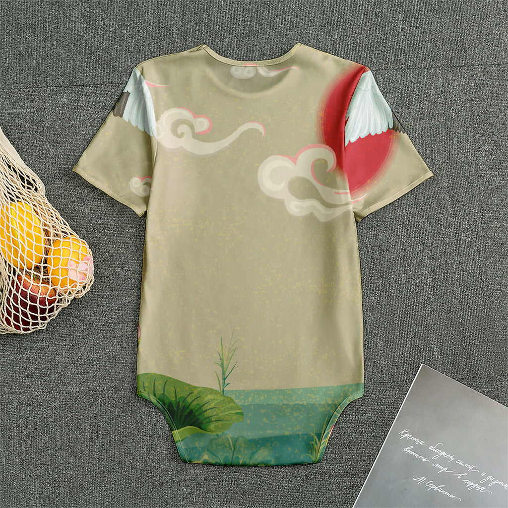 Japanese Cranes At Sunset Print Men's Bodysuit