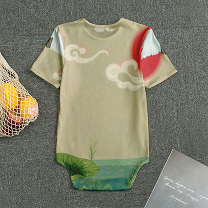 Japanese Cranes At Sunset Print Men's Bodysuit