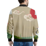 Japanese Cranes At Sunset Print Men's Bomber Jacket