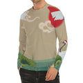 Japanese Cranes At Sunset Print Men's Long Sleeve Rash Guard