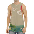 Japanese Cranes At Sunset Print Men's Muscle Tank Top