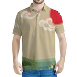 Japanese Cranes At Sunset Print Men's Polo Shirt