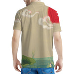 Japanese Cranes At Sunset Print Men's Polo Shirt