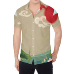 Japanese Cranes At Sunset Print Men's Shirt
