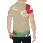 Japanese Cranes At Sunset Print Men's Shirt