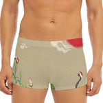 Japanese Cranes At Sunset Print Men's Short Boxer Briefs