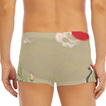 Japanese Cranes At Sunset Print Men's Short Boxer Briefs