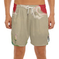 Japanese Cranes At Sunset Print Men's Split Running Shorts