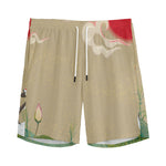 Japanese Cranes At Sunset Print Men's Sports Shorts