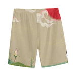 Japanese Cranes At Sunset Print Men's Sports Shorts