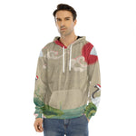 Japanese Cranes At Sunset Print Men's Velvet Pullover Hoodie