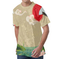 Japanese Cranes At Sunset Print Men's Velvet T-Shirt