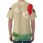 Japanese Cranes At Sunset Print Men's Velvet T-Shirt