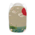 Japanese Cranes At Sunset Print Mesh Laundry Hamper