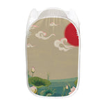 Japanese Cranes At Sunset Print Mesh Laundry Hamper