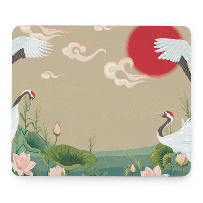 Japanese Cranes At Sunset Print Mouse Pad