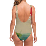 Japanese Cranes At Sunset Print One Piece Swimsuit