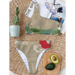Japanese Cranes At Sunset Print One Shoulder Bikini Top