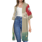 Japanese Cranes At Sunset Print Open Front Beach Cover Up