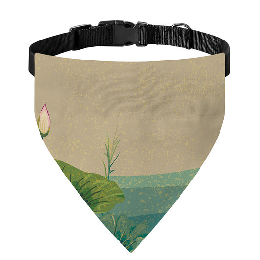 Japanese Cranes At Sunset Print Over The Collar Dog Bandana