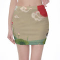 Japanese Cranes At Sunset Print Pencil Mini Skirt