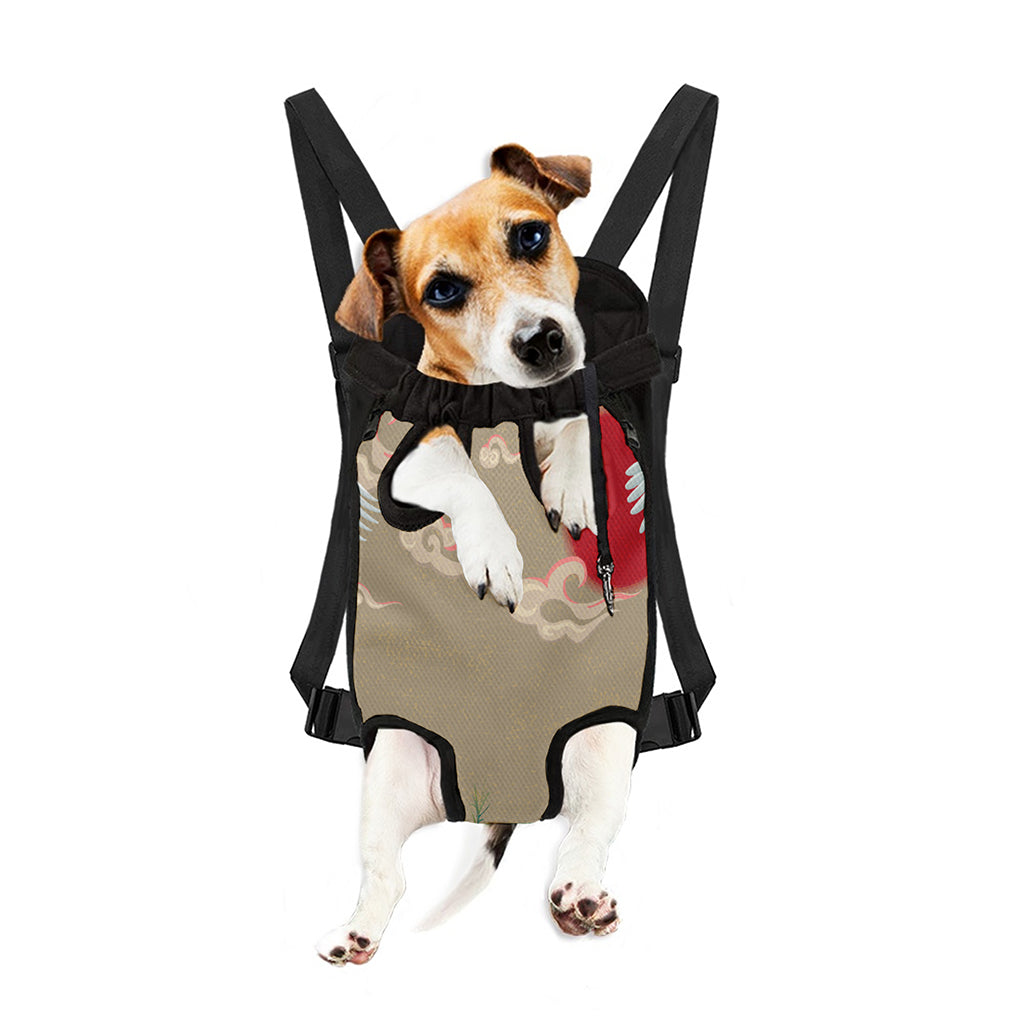 Japanese Cranes At Sunset Print Pet Carrier Backpack