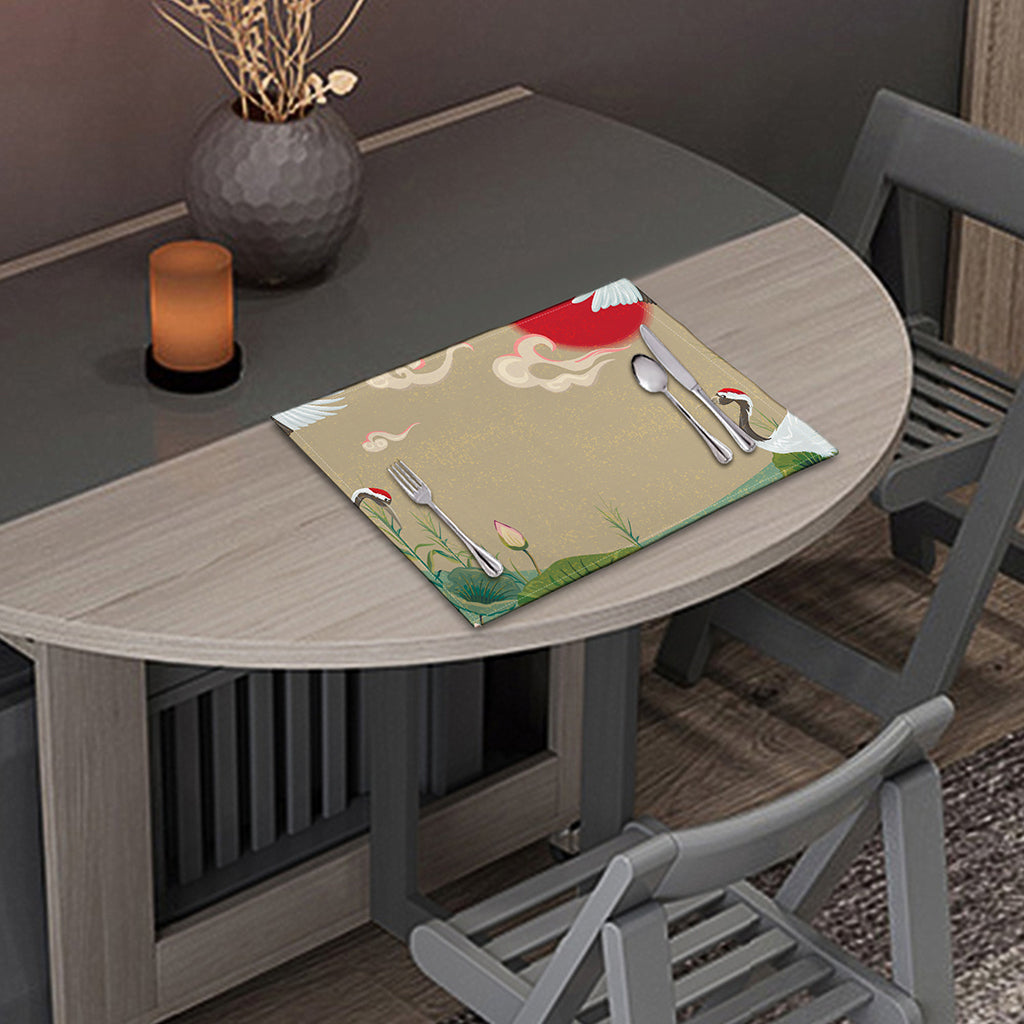 Japanese Cranes At Sunset Print Placemat