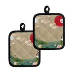 Japanese Cranes At Sunset Print Pot Holders