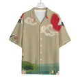 Japanese Cranes At Sunset Print Rayon Hawaiian Shirt