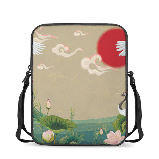 Japanese Cranes At Sunset Print Rectangular Crossbody Bag