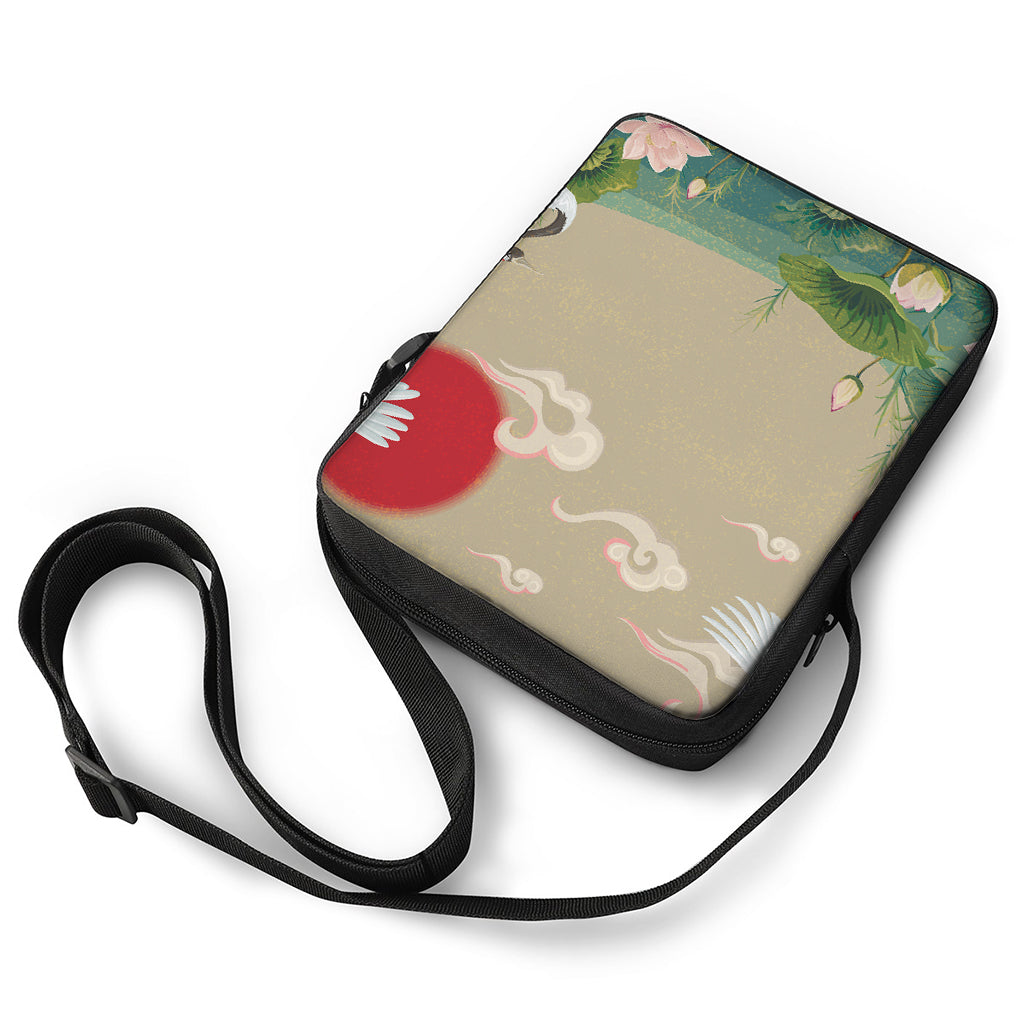 Japanese Cranes At Sunset Print Rectangular Crossbody Bag