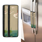 Japanese Cranes At Sunset Print Refrigerator Handle Covers