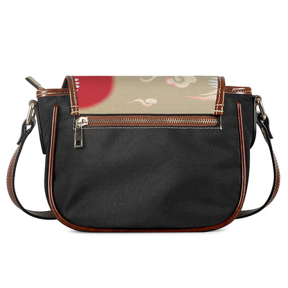 Japanese Cranes At Sunset Print Saddle Bag