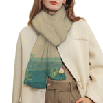 Japanese Cranes At Sunset Print Scarf