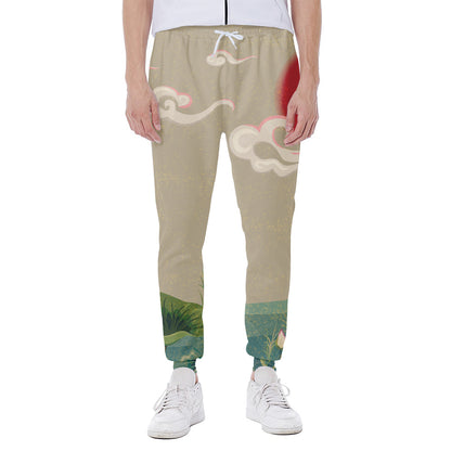 Japanese Cranes At Sunset Print Scuba Joggers