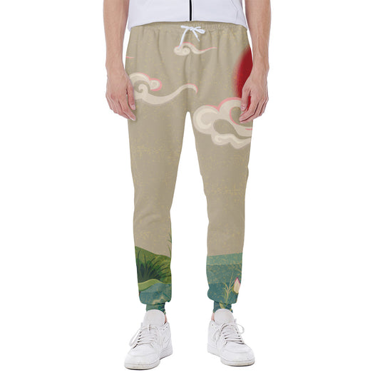Japanese Cranes At Sunset Print Scuba Joggers