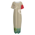 Japanese Cranes At Sunset Print Short Sleeve Long Nightdress