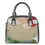 Japanese Cranes At Sunset Print Shoulder Handbag
