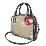 Japanese Cranes At Sunset Print Shoulder Handbag