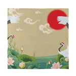 Japanese Cranes At Sunset Print Silk Bandana