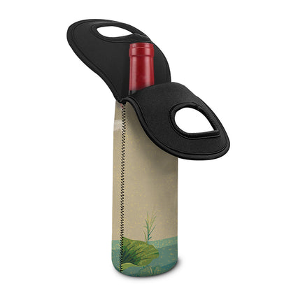 Japanese Cranes At Sunset Print Single Neoprene Wine Tote
