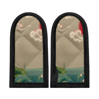 Japanese Cranes At Sunset Print Skillet Handle Cover