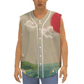 Japanese Cranes At Sunset Print Sleeveless Baseball Jersey