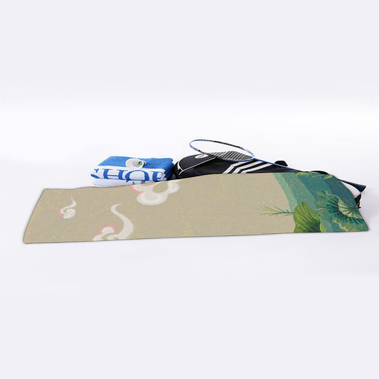 Japanese Cranes At Sunset Print Sports Towel