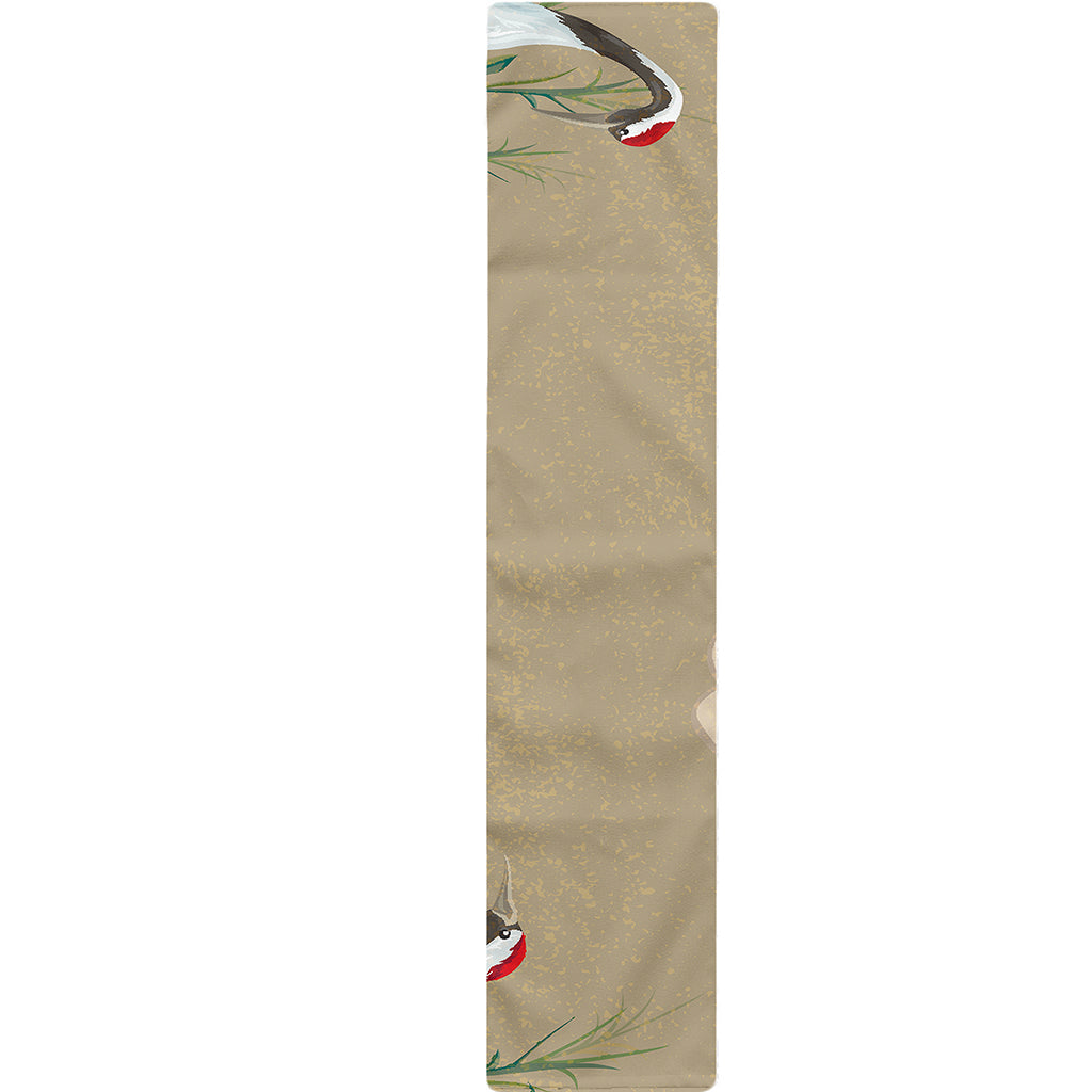 Japanese Cranes At Sunset Print Table Runner