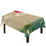 Japanese Cranes At Sunset Print Tablecloth