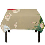 Japanese Cranes At Sunset Print Tablecloth