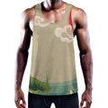 Japanese Cranes At Sunset Print Men's Workout Tank Top