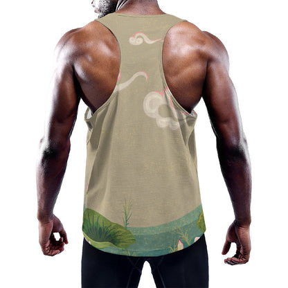 Japanese Cranes At Sunset Print Training Tank Top