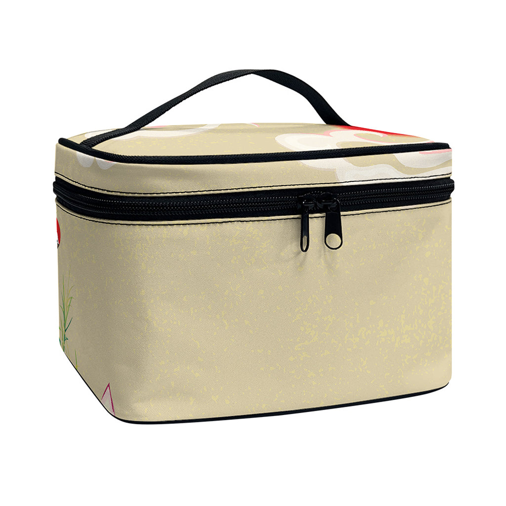 Japanese Cranes At Sunset Print Travel Makeup Bag